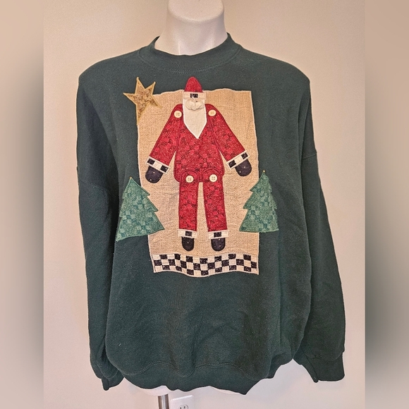 Santa Sweatshirt By Sugar Ridge Creations XXL EUC - Picture 1 of 6